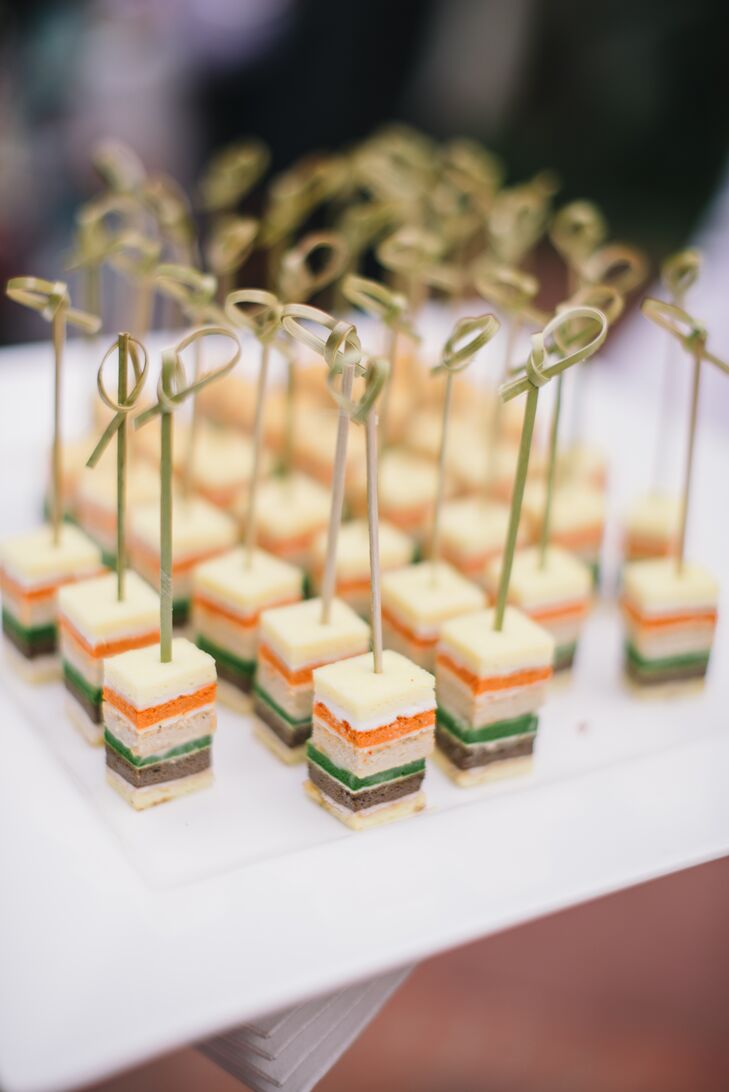Jauchy and Jeff enlisted Le Papillon to create a seafood-centric meal. "Of all the wedding details, Jeff—a foodie and an avid Yelper—was probably most concerned about the execution of the food and feeding our guests a delicious meal," Jauchy says.
