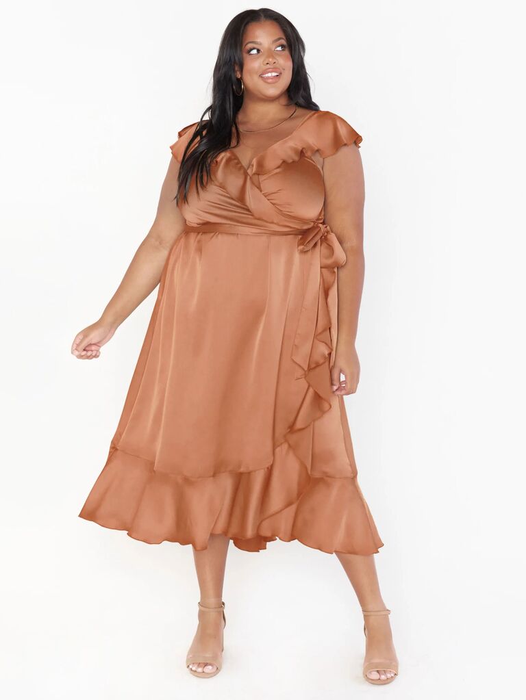 Show Me Your Mumu fall-colored bridesmaid dress in copper satin 