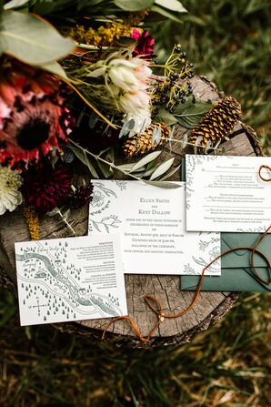 Rustic Invitation Suite with Mountain and Antler Illustrations