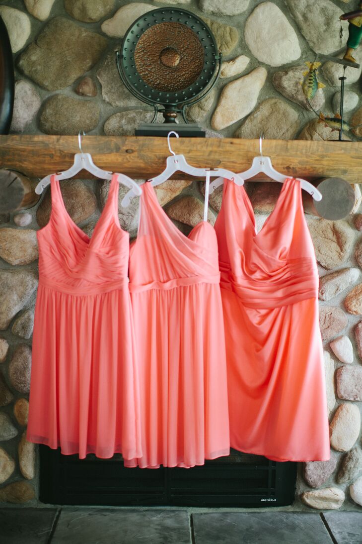 Short Coral Bridesmaid Dresses in Walker, Minnesota