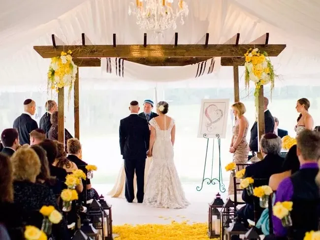 Chuppah and Chandelier Tented Wedding Ceremony