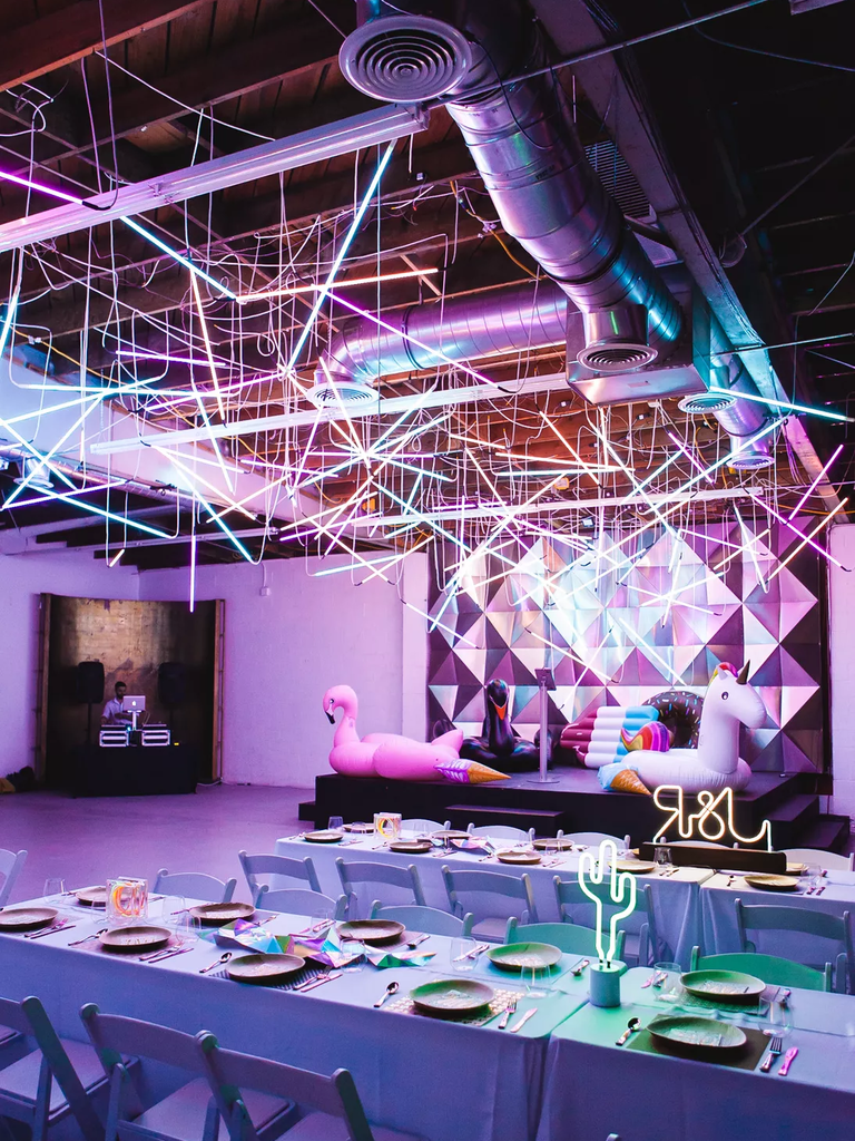 Neon wedding reception lighting ideas