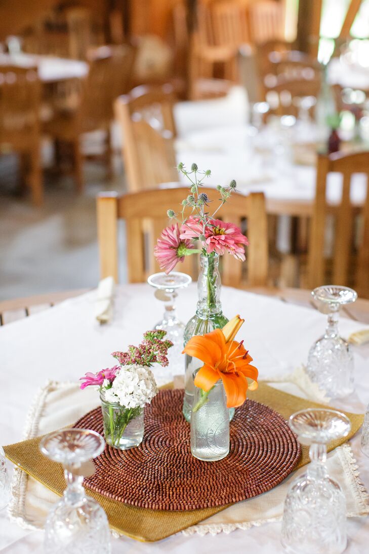 Orange and Pink Wildflower Centerpiece