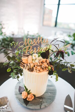 Wedding Cake With Cake Topper and Cake Decorations