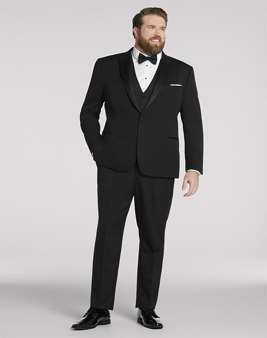 MEN’S WEARHOUSE BLACK By Vera Wang Black Peak Lapel Tuxedo Tuxedo - 1