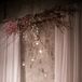 Altar Decor with Hanging Candles in Mason Jars and Cherry Blossoms