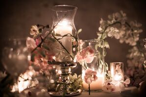 Ceremony Decor with Candles and Pink Orchids