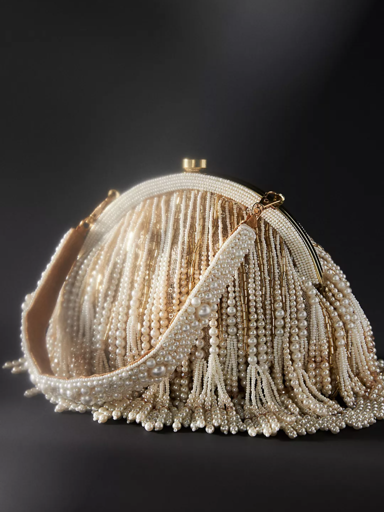 Pearl tassel bridal clutch from Zhuu