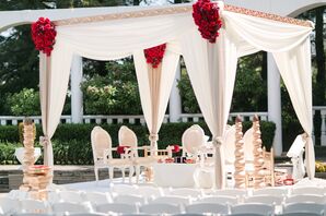 Sophisticated, Modern Red Rose-Trimmed Mandap