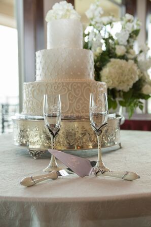 Classic White Wedding Cake with Custom Cake Tools