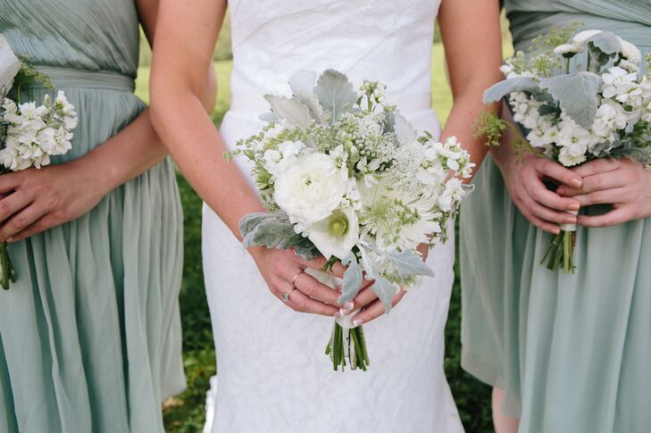 Ivory and Green Ranunculus Bouquets