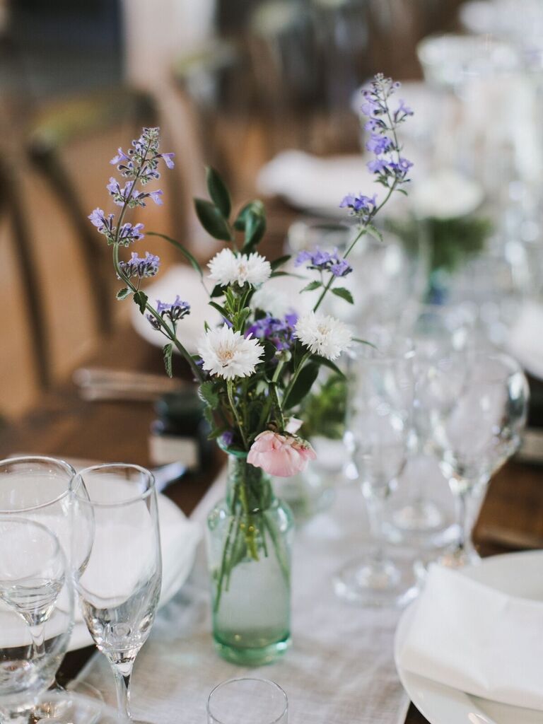 A wildflower wedding centerpiece.