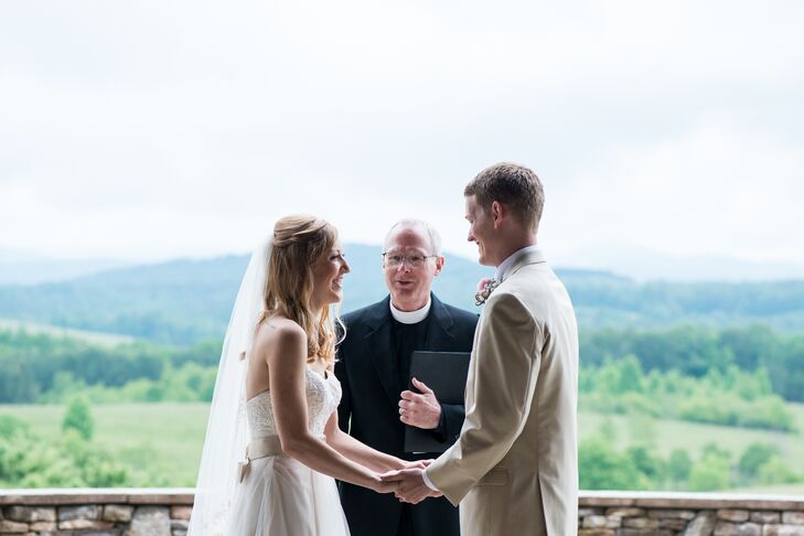 Knowing that the couple wanted an outdoor, mountainside wedding but having to plan from Washington, DC, Rachel's mom scouted out their Chattooga Belle Farm venue—and they booked sight unseen!