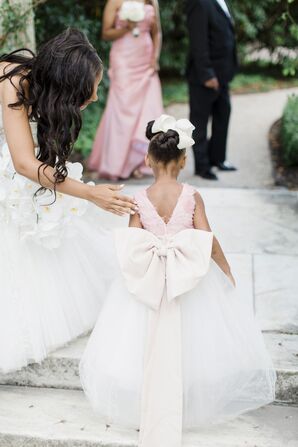 Formal Bow-Embellished Flower Girl Gown