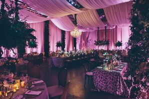 Luxe Reception Space with Dramatic Uplighting and Draping