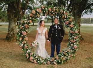 After dating for 10 years, high school sweethearts Jamie Kuang (26) and Min Jung (26 and a US Army Ranger) tied the knot in a romantic mountainside ce