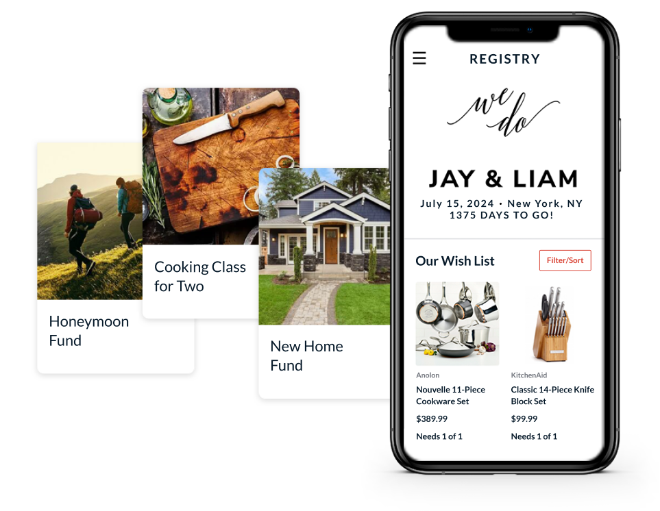 Registry items on your wedding website