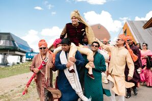Groom with Guests During Traditional Baraat