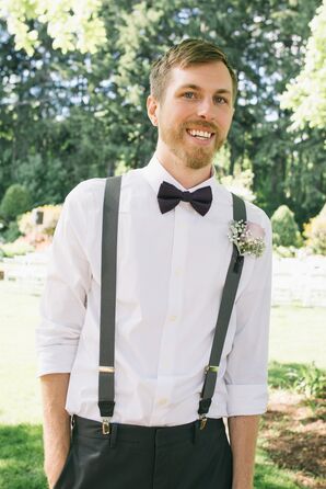 Groom in Bowtie and Suspenders