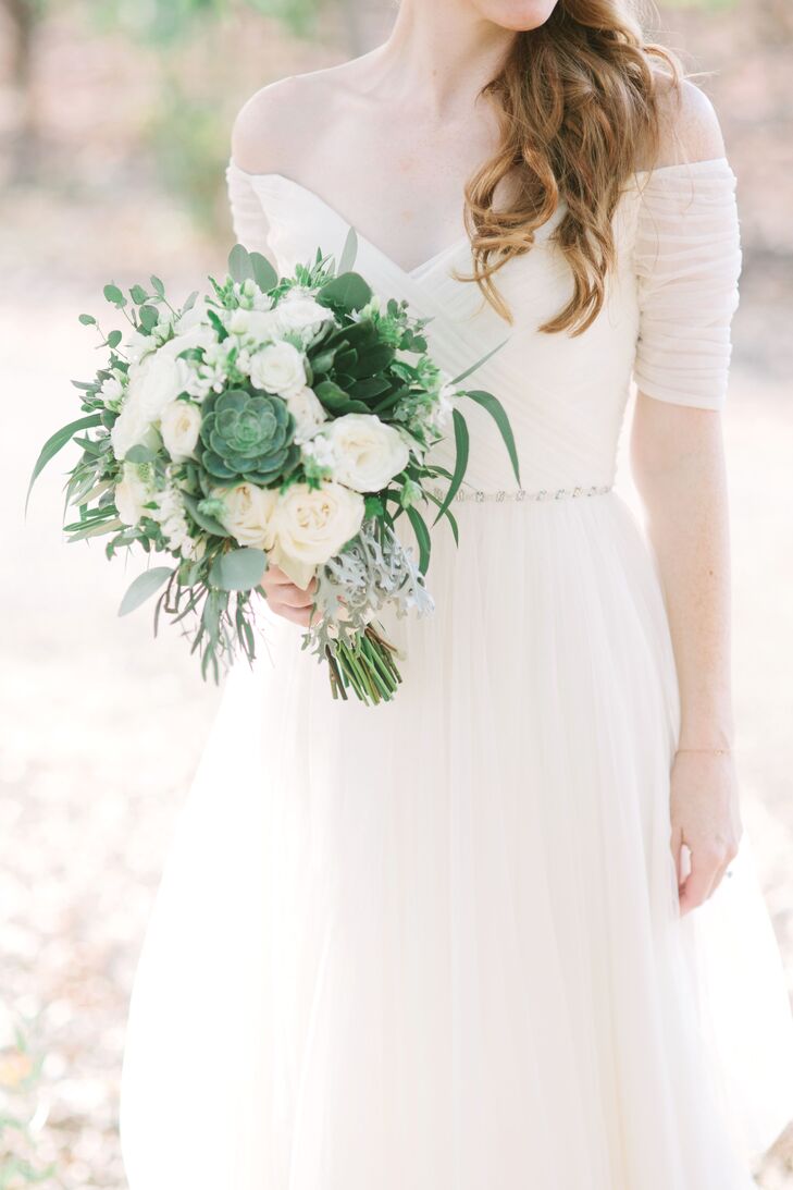 Succulent and Dusty Miller Bridal Bouquet