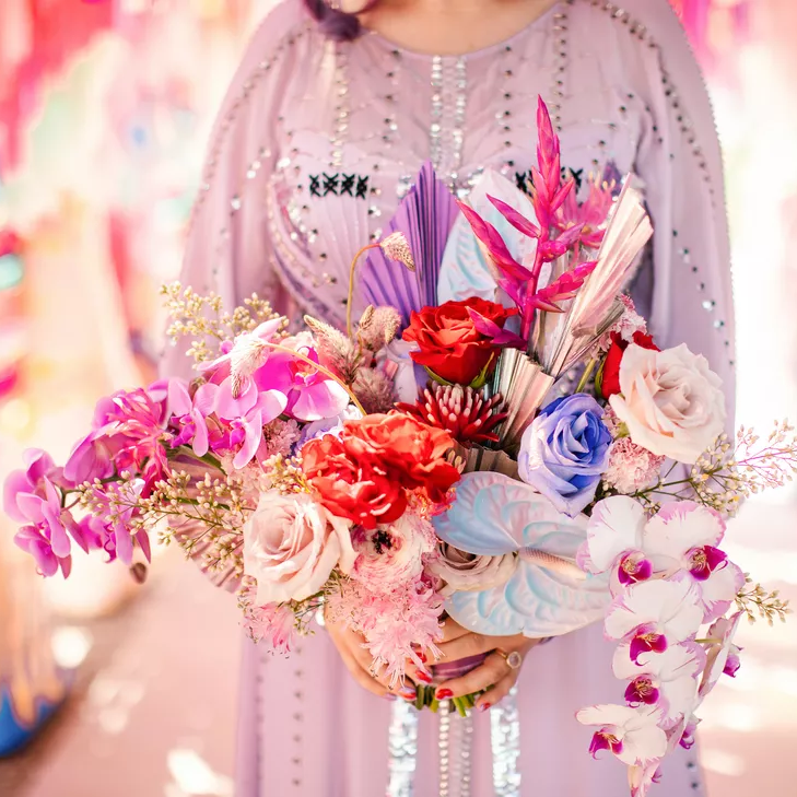 Purple and pink orchid bouquet