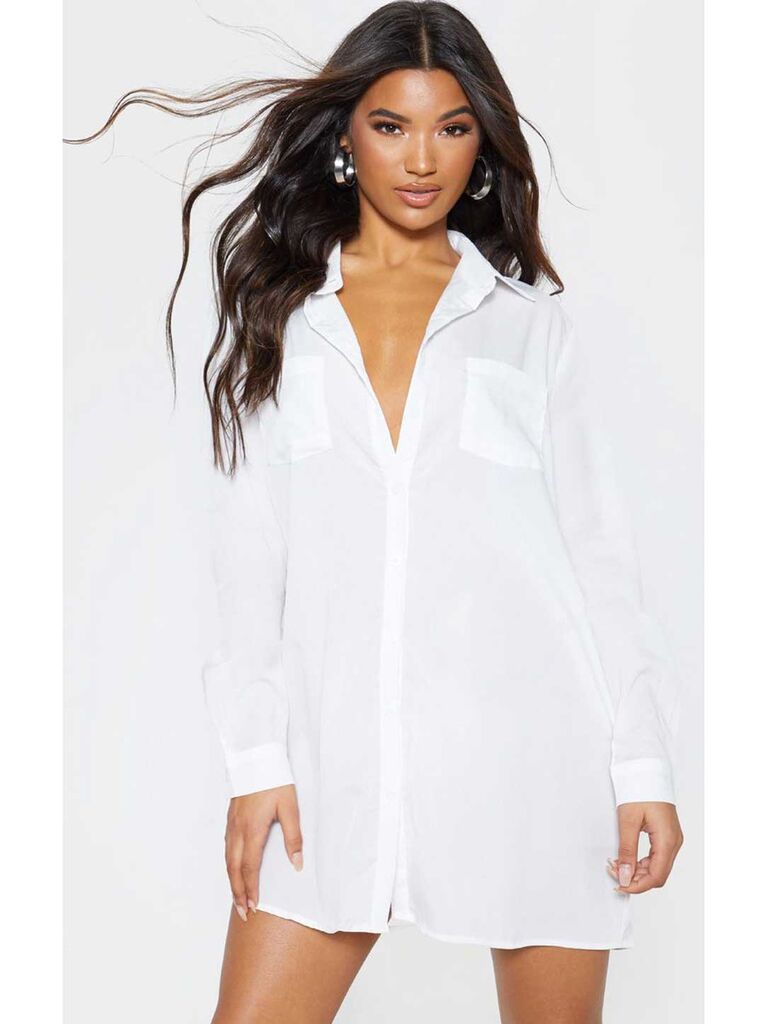 White button down t-shirt dress