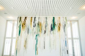 Gold and Turquoise Ribbon Backdrop