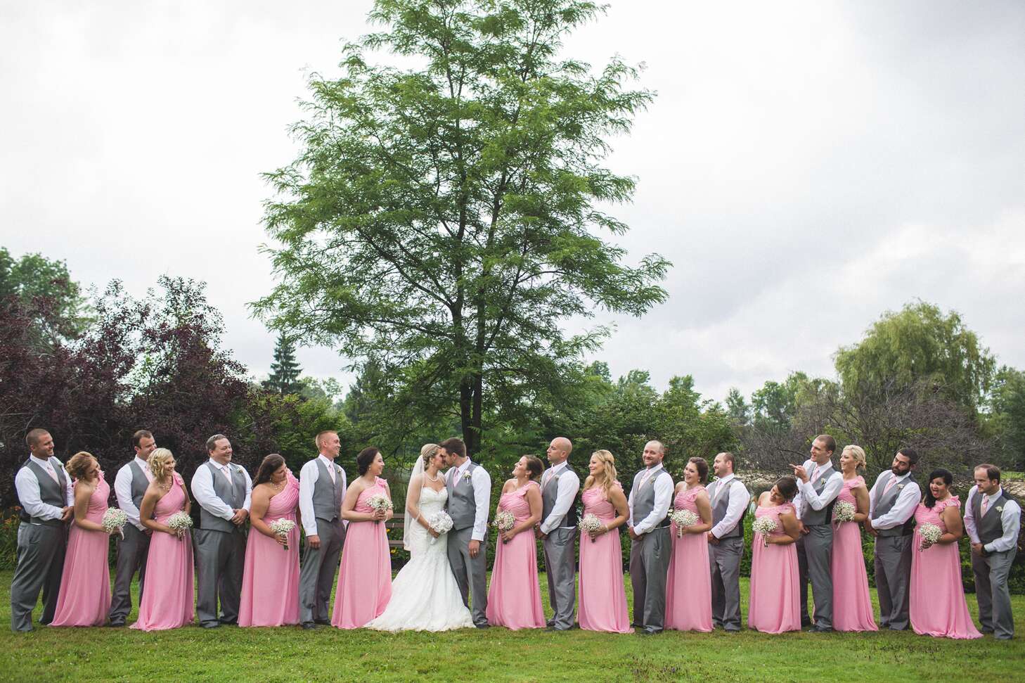 Long One-Shoulder Pink Bridesmaid Dresses