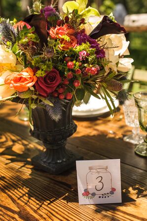 Illustrated Mason Jar Table Numbers