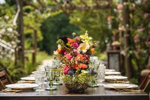 Colorful Rustic Reception Centerpieces