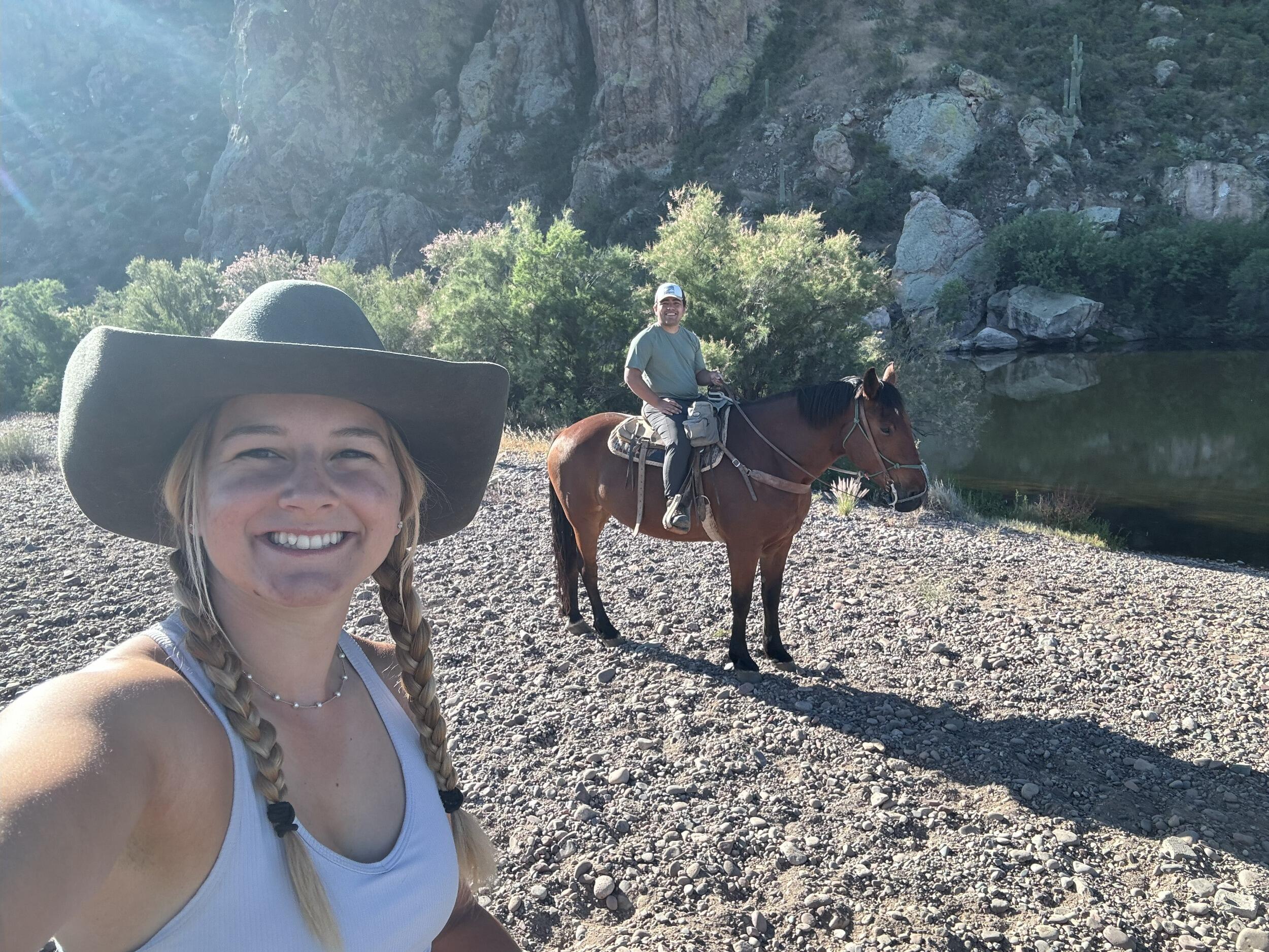 Tasha taking Josh for a horseback ride. 