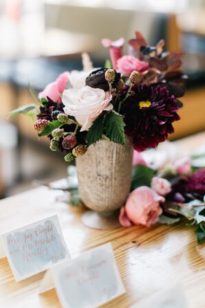 Pink and Burgundy Flower Arrangement with Berries