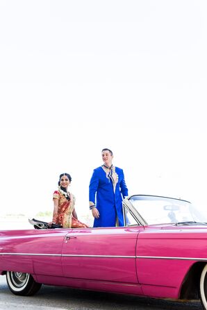 Couple in Hot-Pink Cadillac