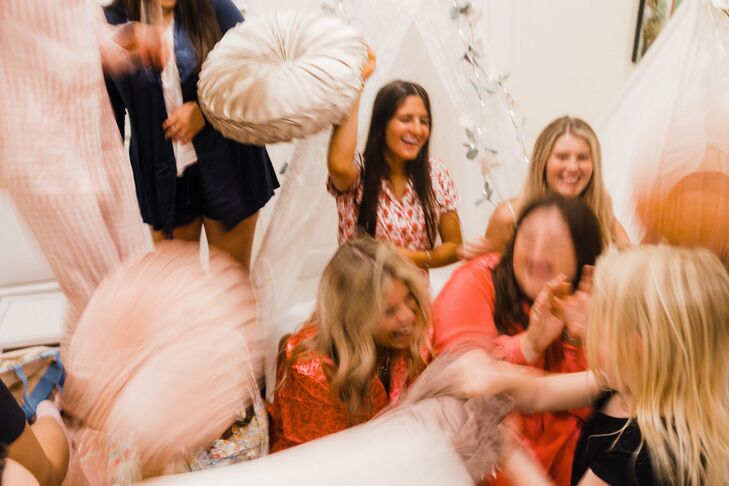 Pillow Fight at Bridesmaid Sleepover