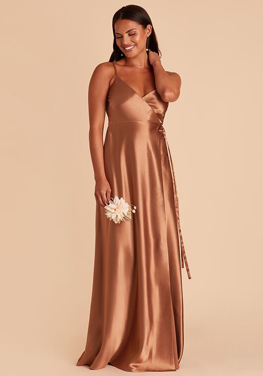 Birdy Grey Cindy Dress in Satin Rust V-Neck Bridesmaid Dress - 2