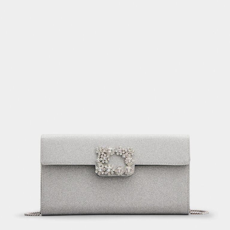 Sparkly silver bridal clutch with buckle from Roger Vivier