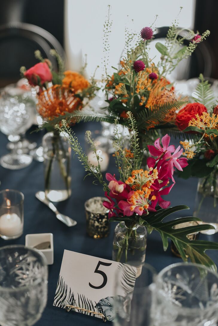 Tropical Centerpieces for Wedding at Ebell Long Beach in California