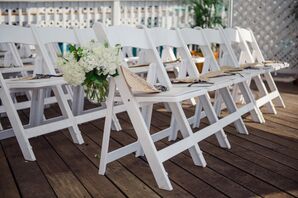 White Hydrangea Aisle Decor and Fans
