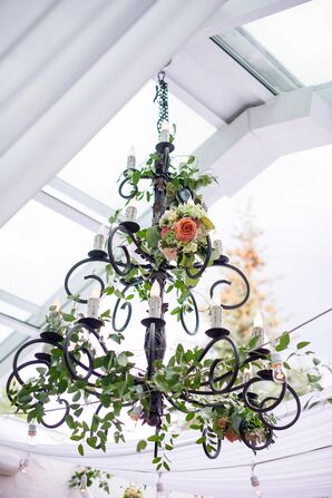Garden-Inspired Ivy-Decorated Black Iron Chandeliers