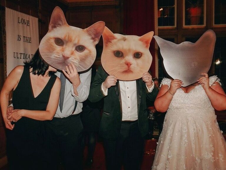 cat cutouts as wedding photo booth props