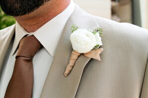 White Ranunculus Boutonniere