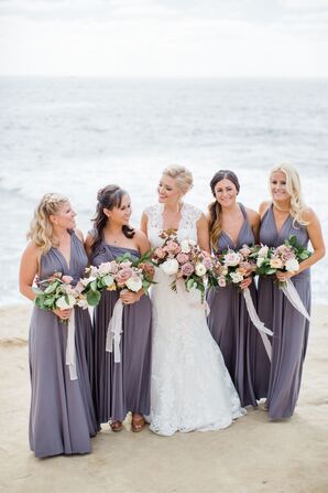 Bridesmaids in Lavender Gowns