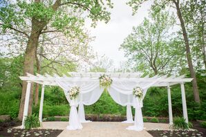 Draped White Pergola Wedding Arch