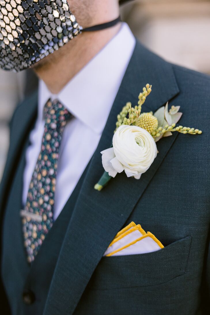 Boutonniere With Ranunculus and Craspedia