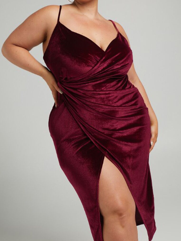 Velvet wedding guest cocktail dress from Showpo
