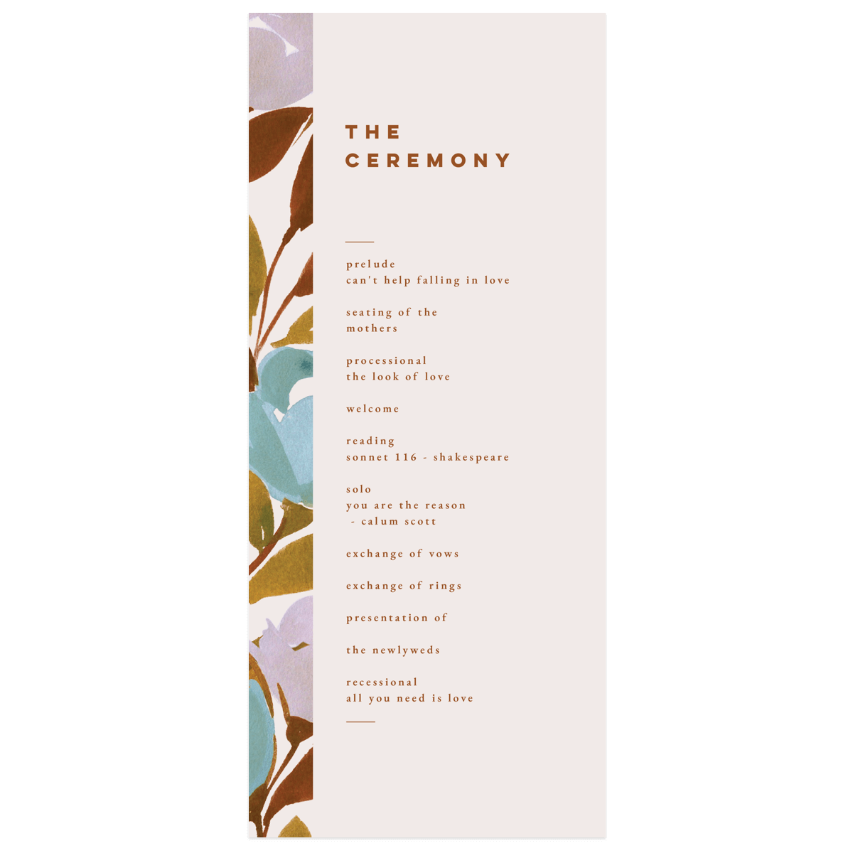 A Wedding Program from the Modern Floral Collection