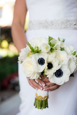 Ivory Bouquet of Roses, Lilies and Anemones
