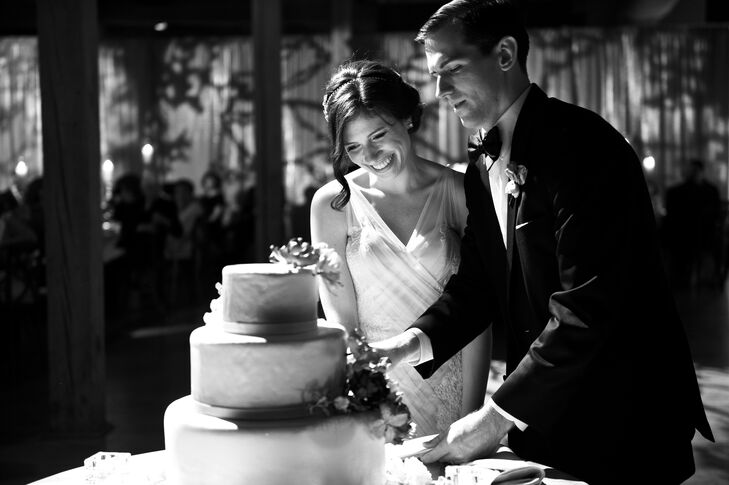 Cutting DIY Wedding Cake in Chicago