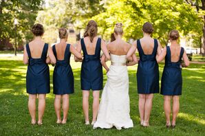 Navy Bridesmaid Dresses with Open Back