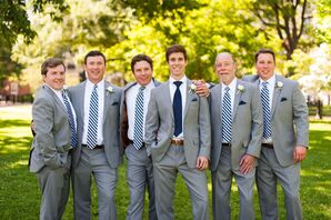 Gray Groomsmen Suits with Blue Ties